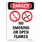 Signmission OSHA Danger Sign, No Smoking Or Open Flames, 24in X 18in Rigid Plastic, 18" W, 24" L, Portrait OS-DS-P-1824-V-1475 - alternate 1